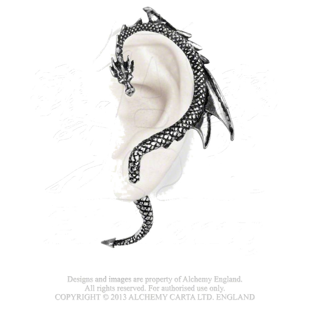 Alchemy - THE DRAGON'S LURE (LEFT EAR) Ear wrap - Silver coloured